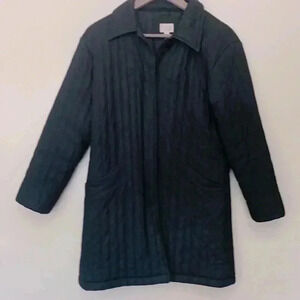 Cleo  petite deep black fall coat with tailored planket and clean, simple lines